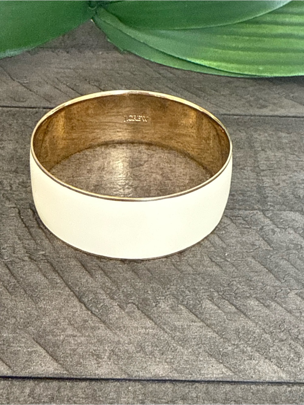 J. Crew Ivory Enamel Bangle with Gold-Tone Interior